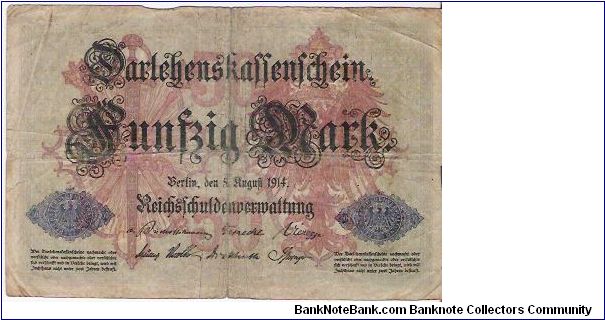 50 MARK

F-Nr3526385

5.8.1914

P # 49 B Banknote