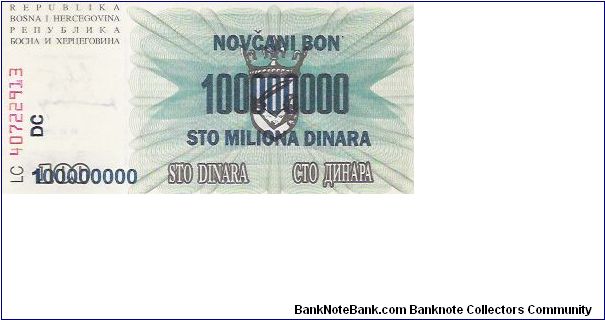 100,000,000 DINARA

LC  40722913  DC

10.11.1993

P # 37 Banknote
