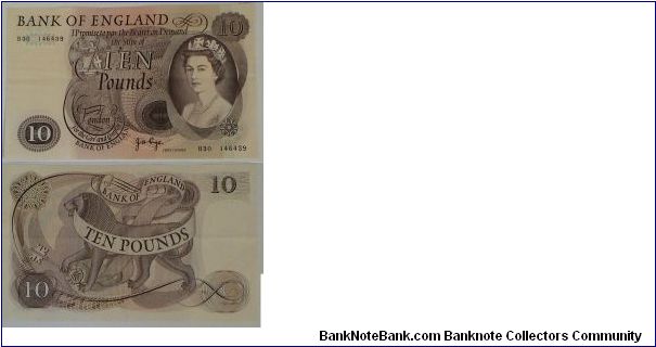 10 Pounds. JB Page signature. Banknote