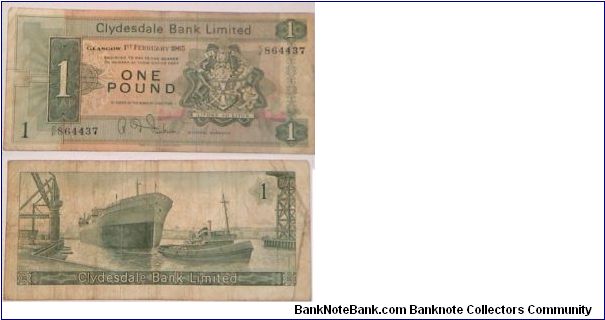 1 Pound. Clydesdale Bank. Banknote
