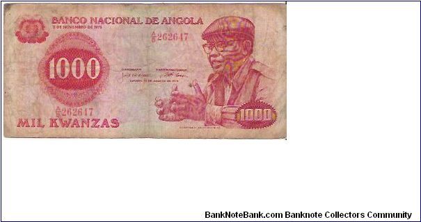 1000 KWANZAS

A/B 262647

14.8.1979

P # 117 A Banknote