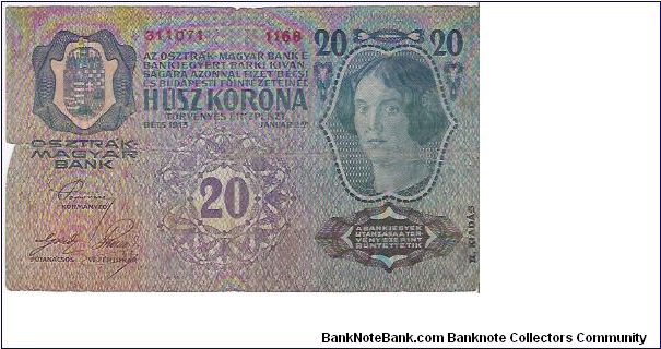 20 KORONA

311071   1168

OLD DATE 2.1.1913

P # 20 Banknote