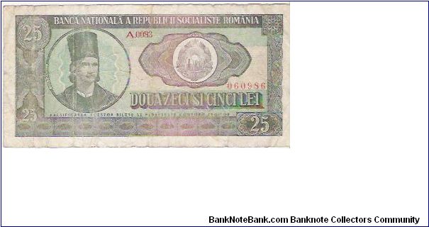 25 LEI

A.0093  060986

P # 95 A Banknote