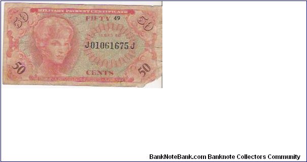 50 CENTS

J 01061675 J
MILITARY PAYMENT CERTIFICATE
SERIE 641 Banknote