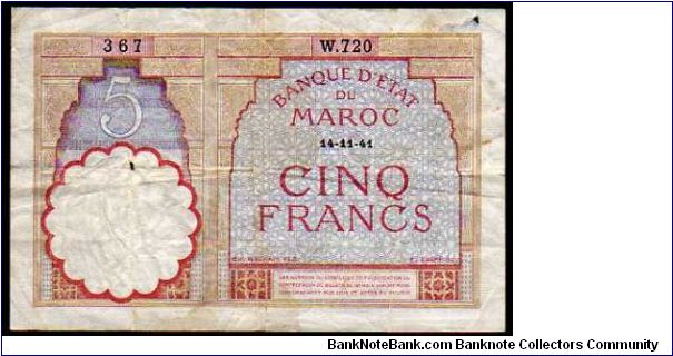 5 Francs__
Pk 23 Ab__
14-11-1941 Banknote