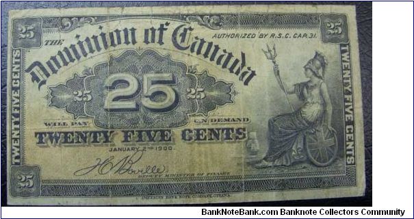25 cents, Dominion of Canada Banknote