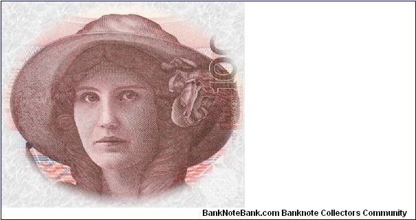 Detail of Norway 100 Kr. 1998, with detail of Kirsten Flagstad, an opera singer. Banknote