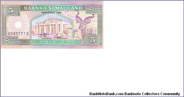 5 SHILLINGS

SOMALILAND

AD 837713

P # 1 Banknote