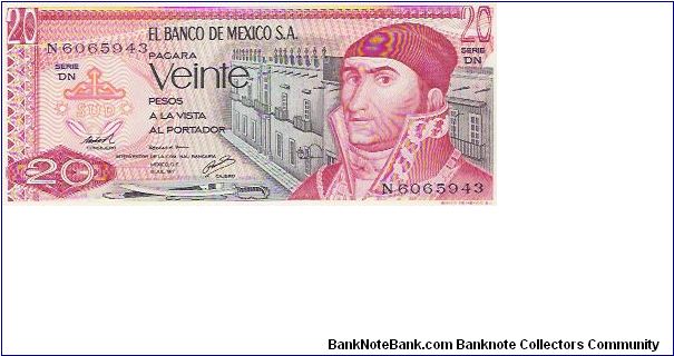 20 PESOS

SERIE DN
N 6065943

8.7.1977

P # 64 D Banknote