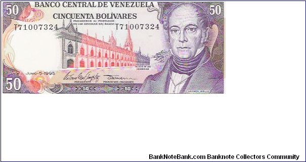 50 BOLIVARES

T71007324

5.6.1995

P # 65 E Banknote