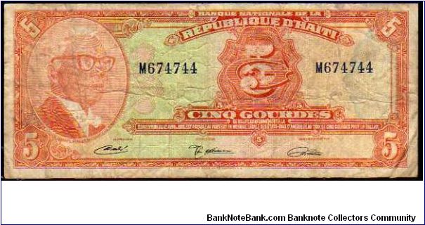 5 Gourdes__
Pk 202 Banknote