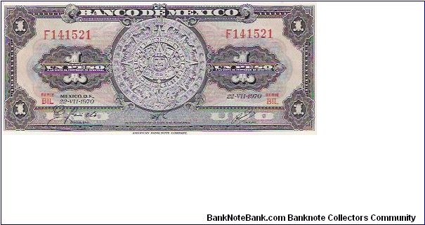 1 PESO

F 141521

SERIE BIL

22.7.1970

P # 59 I Banknote