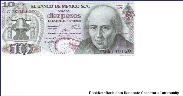 10 PESOS

G 2746120

SERIE 1CG

18.7.1973

P # 63 F Banknote