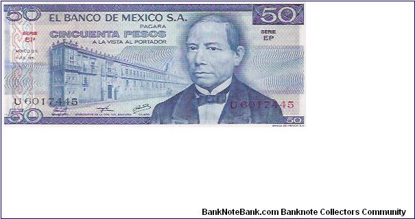 50 PESOS

U 6017445

SERIE EP

8.7.1976

P # 65 B Banknote