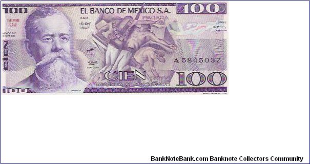 100 PESOS

A 5845037

SERIE UJ

3.9.1981

P # 74 B Banknote