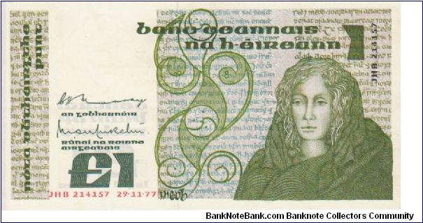Ireland £1 dated 1977 Banknote