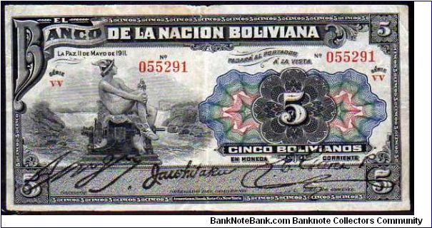 5 Pesos__

Pk 105 b__
11-May-1911__

Hand Signed
 Banknote