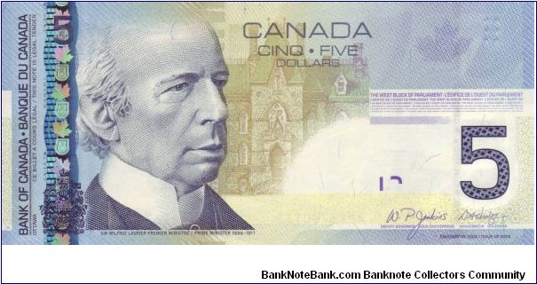 Canada $5 New Style, Issue of 2006 Banknote