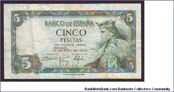 5 pesetas Banknote