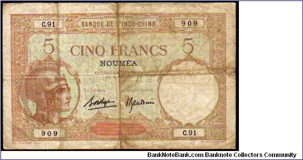 *NEW CALEDONIA*
________________

5 Francs__
Pk 36 b Banknote