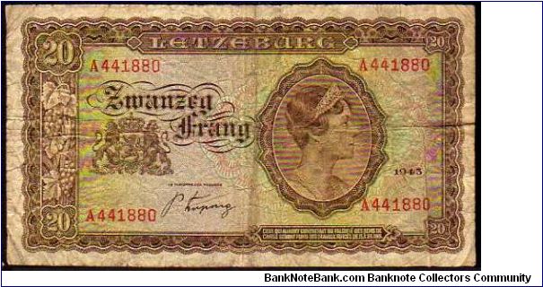 20 Frang__
Pk 42 a__

WWII__
Allied Occupation
 Banknote