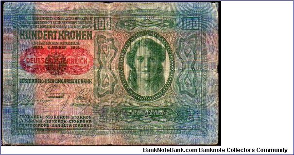 100 Kronen-Korona__
pk# 55 a__
o.d 02-01-1912
 Banknote