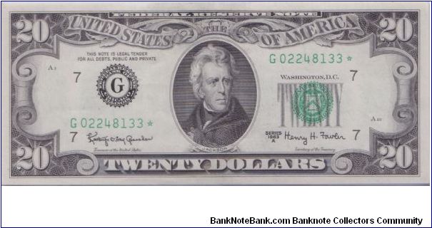 1963 A $20 CHICAGO FRN  

**STAR NOTE** Banknote