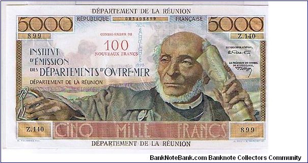 REUNION 5000 FRANCS
SCARCE Banknote