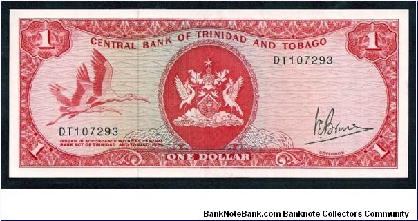 P-30a Central Bank of Trinidad and Tobago 1 dollar 1964 (1977). Crisp and clean. Banknote