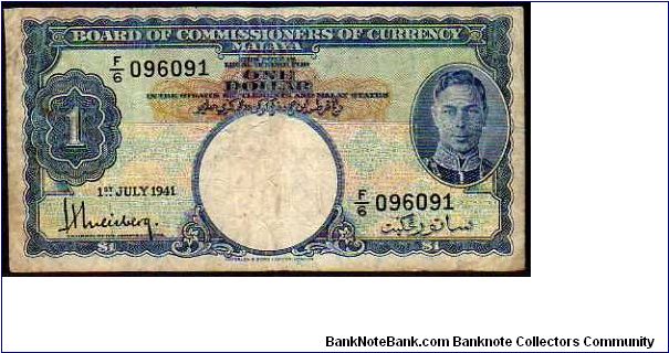 *MALAYA*__1 Dollar__

Pk 11__

01-July-1941__

Issued 1945
in Straits Settlements 
and Malay States
 Banknote