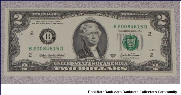 B20084615D 2003A Limited release 2008 serial number New York Note From the collection of Rick Bradley. Banknote