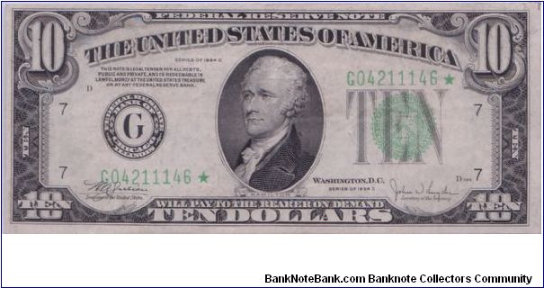 1934 C $10 CHICAGO FRN


**STAR NOTE** Banknote