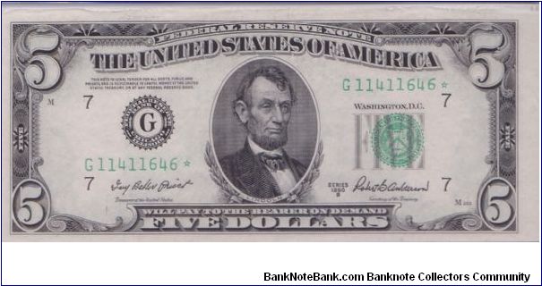 1950 B $5 CHICAGO FRN

**STAR NOTE** Banknote