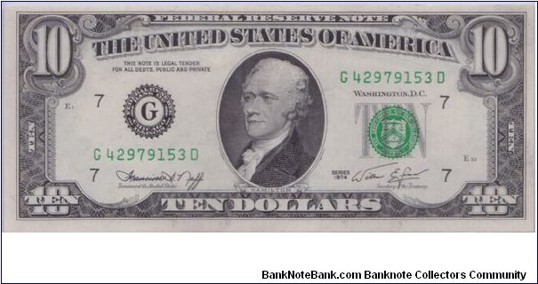 1974 $10 CHICAGO FRN Banknote