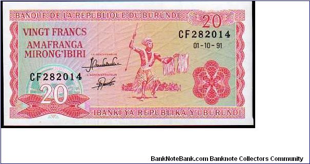 20 Francs__
Pk 27 c__

01-October-1991
 Banknote