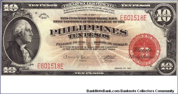 PI-92a RARE Philippine Treasury Certificate 10 Pesos note in absolutely flawless condition. Banknote