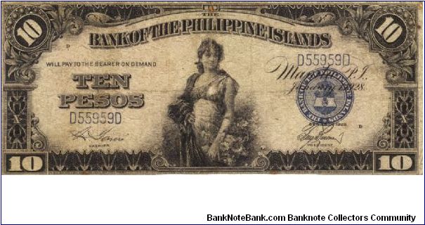 PI-17 Bank of the Philippines 10 Pesos note. I will sell this note for best offer or trade it for notes I need. Banknote