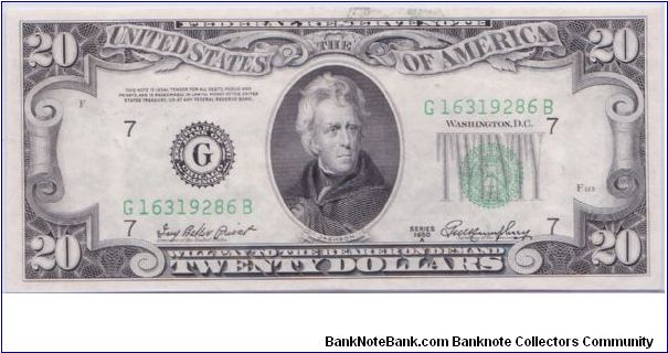1950 A $20 CHICAGO FRN Banknote