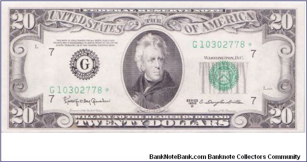 1950 D $10 CHICAGO FRN

**STAR NOTE**

#1 OF 2 CONSECUTIVE Banknote