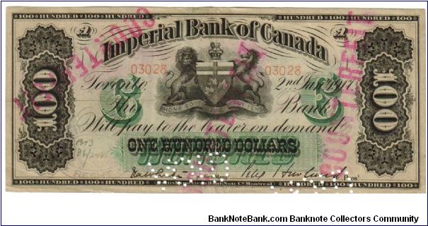 1917 $100 VF(Canada) Counterfeit Banknote