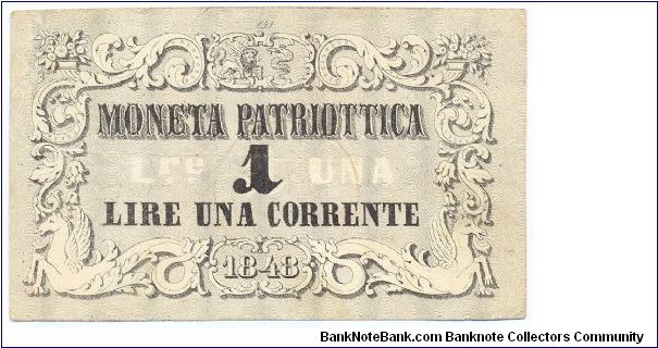 Provisional Government of Venice - 1 Lira Banknote