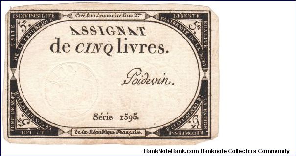 Assignat 5 Livres - 21/10/1793 Banknote