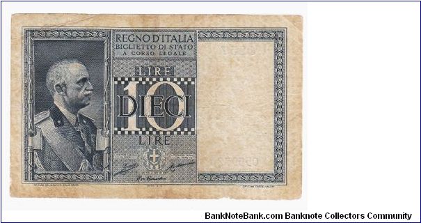 Kingdom of Italy - 10 Lire Banknote