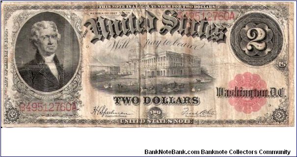 United States Note; 2 dollars; Series 1917 (Speelman/White) Banknote
