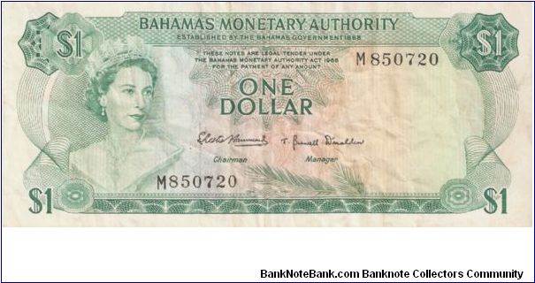 One Dollar.  Crisp but very wrinkled. Banknote