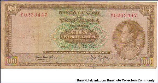 Banknote from Venezuela year 1970