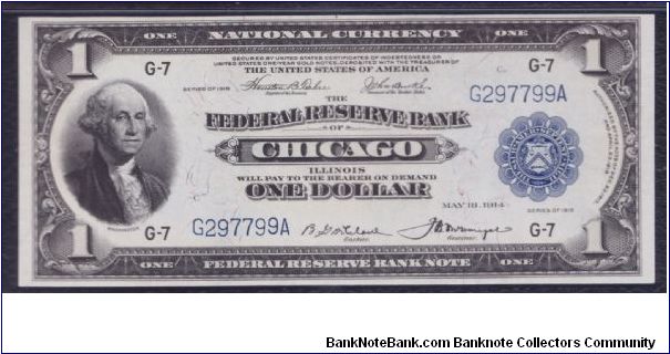 1918 $1 LARGE SIZED CHICAGO FEDERAL RESERVE BANK NOTE


 **PMG 55 AU**

FR#727 Banknote