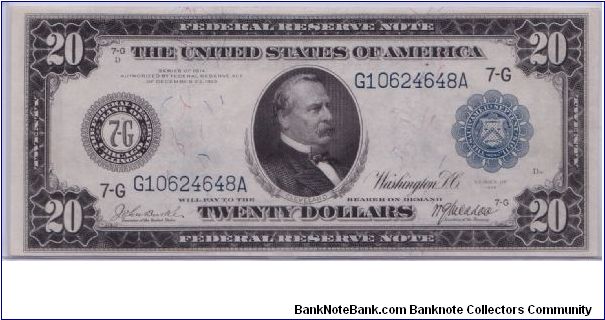 1914 $20 LARGE SIZED FEDERAL RESERVE NOTE

**BURKE/MCADOO**

**AU+++/CU*** Banknote