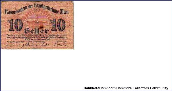 *WIEN*

Regional States
__

10 Heller 
__
pk# 30
__21-November-1919
 Banknote