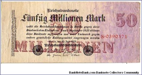 50.000.000 Mark__
pk# 98a__
25-July-1923
 Banknote